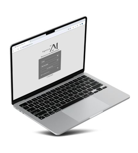 Pc portable présentant le webmail de l'agence ZM