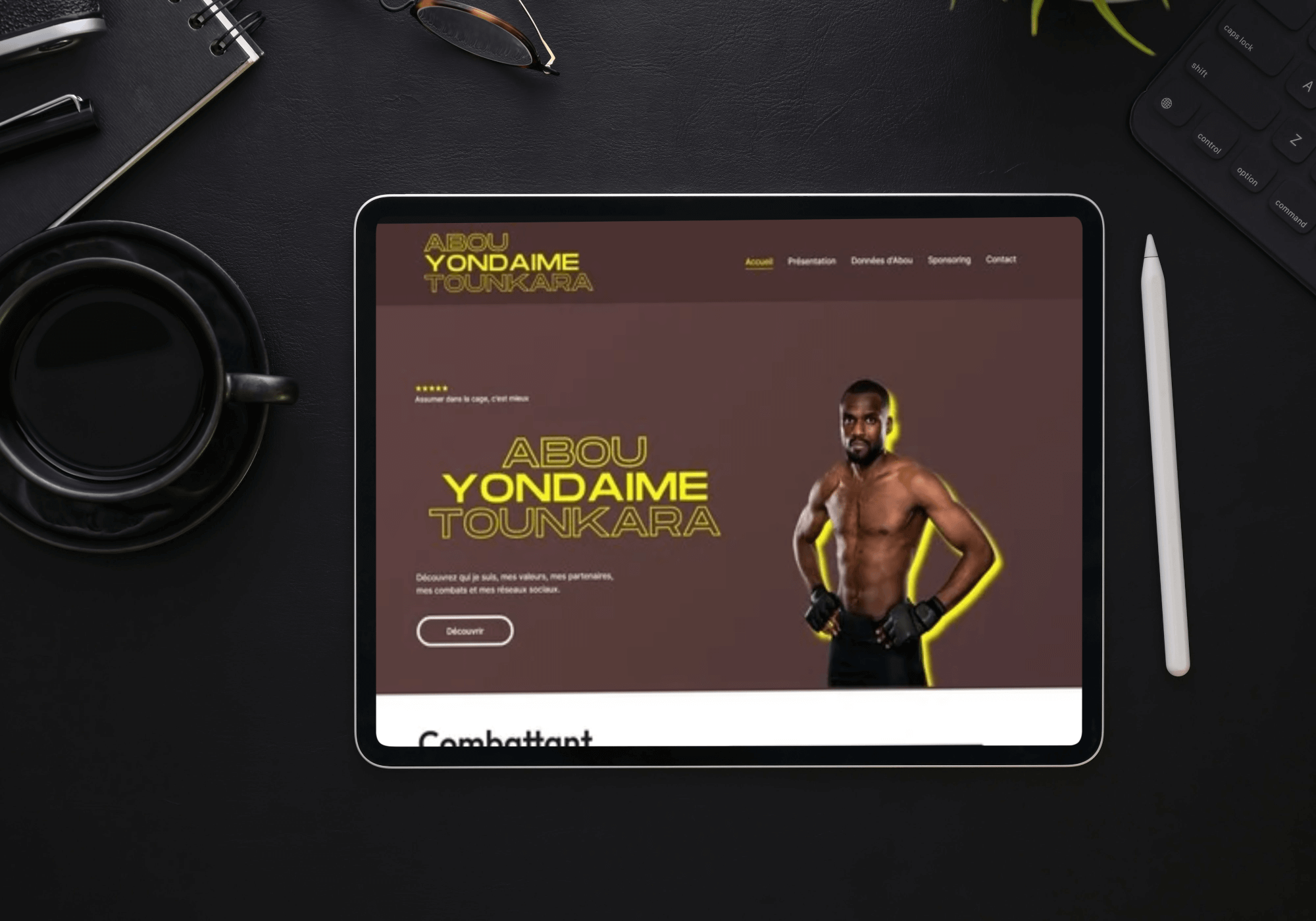 Site de Abou Tounkara créé par l’Agence ZM, affiché sur écran
